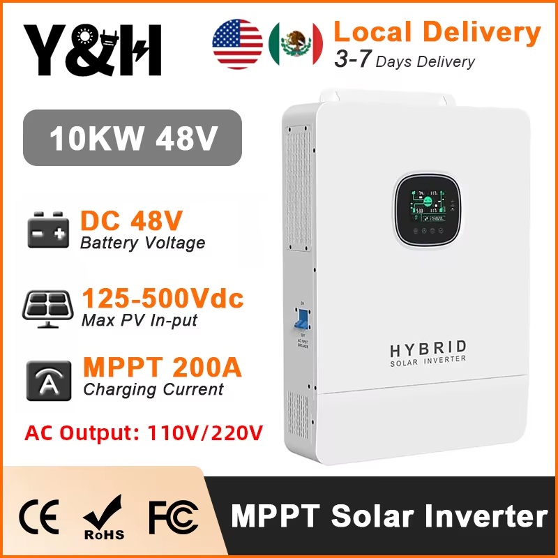 Split Phase Inverter 10Kw 110V 220V - Y&H 10KW Hibrit Güneş İnvertörü 48V