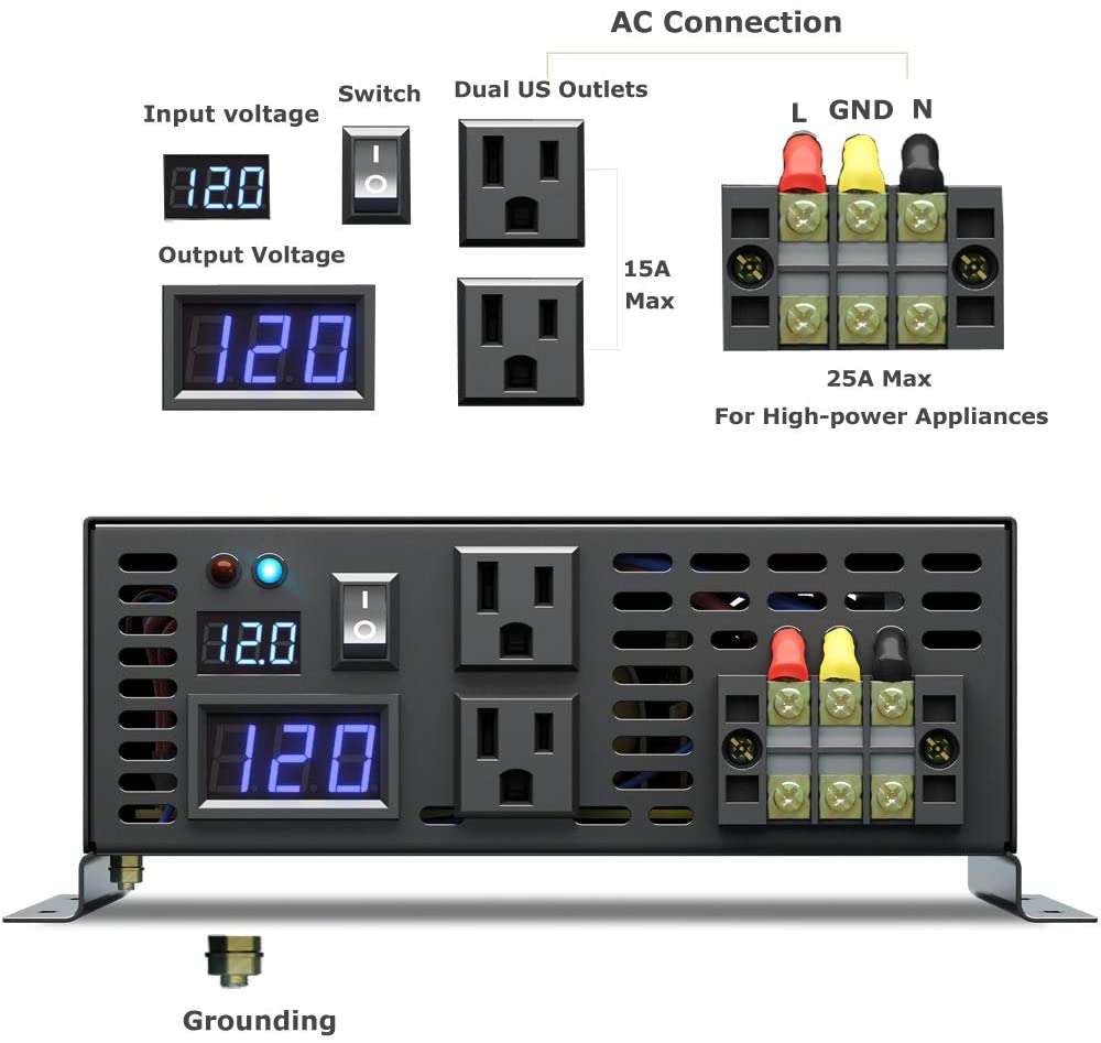 Saf Sinüs Dalga İnvertör 3000W - Inverter Pure Sine Wave 60Hz 120V 3000W incelemesi ve fiyatı