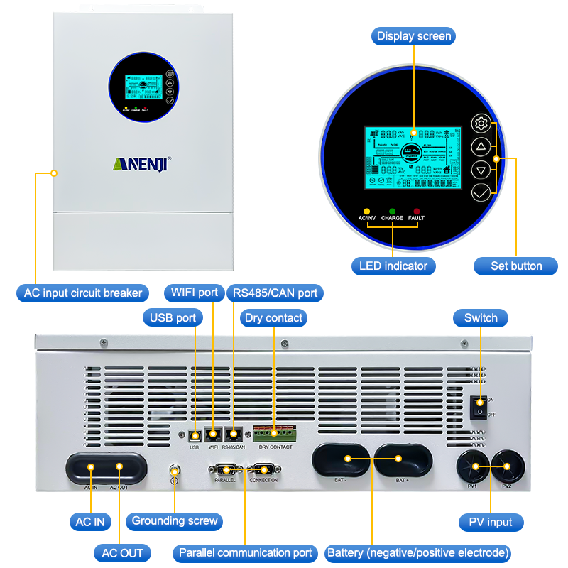 ANENJI Bölünmüş Faz 12KW 48V H - Off Grid Solar Inverter 48V 6000W incelemesi ve fiyatı